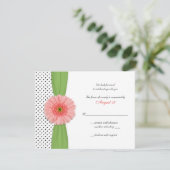 Coral Gerber Daisy Polka Dot Reply Card RSVP Karte (Stehend Vorderseite)