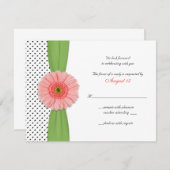 Coral Gerber Daisy Polka Dot Reply Card RSVP Karte (Vorne/Hinten)