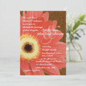 Coral Gerber Daisy Wedding Einladung (Stehend Vorderseite)