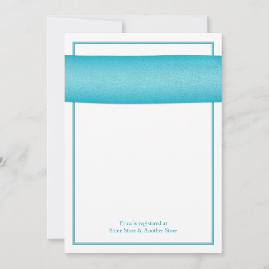 Coral Gerbera Daisy Aqua Ribbon Brautparty Einladung (Rückseite)