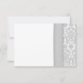 Coral Gerbera Daisy Gray Damask Wedding RSVP Card Karte (Rückseite)