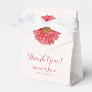 Coral Gerbera Daisy White Lace Wedding Vielen Dank Geschenkschachtel