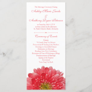 Coral Gerbera Daisy White Wedding Program Programm