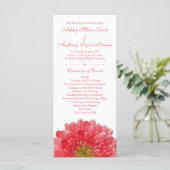 Coral Gerbera Daisy White Wedding Program Programm (Stehend Vorderseite)
