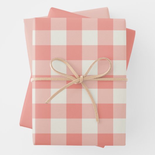 Coral Gingham Geschenkpapier Set (Beispiel)