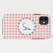 Coral Gingham Karo "Monogram" iPhone 5 Fall Case-Mate iPhone Hülle (Rückseite (Horizontal))