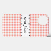 Coral Gingham Karo "Name" iPad Fall Case-Mate iPhone Hülle (Rückseite (Horizontal))