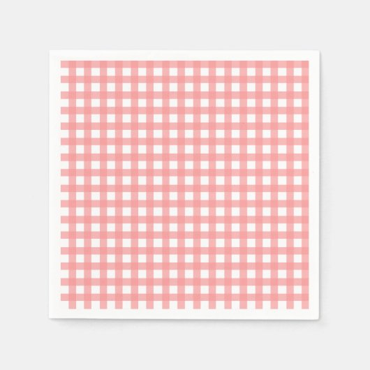 Coral Gingham Paper Napkins Serviette (Vorderseite)