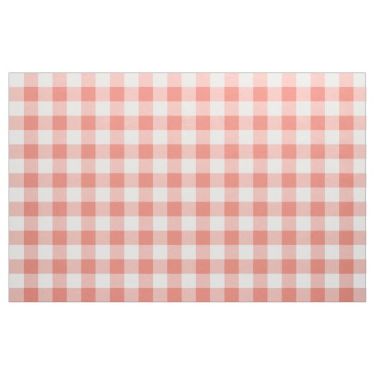 Coral Gingham Pattern Fabric Stoff (Yard (91,4 cm))