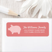 Coral Gingham Piggie Address Labels (Insitu)