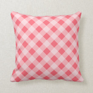 Coral Gingham Pillow Kissen