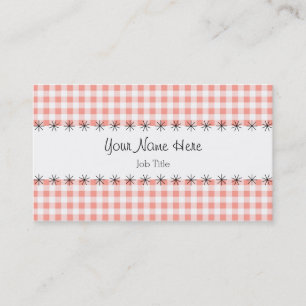 Coral Gingham Stripe Visitenkarte