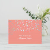 Coral Gipskraut Hochzeitsblume Mädchen Einladung (Stehend Vorderseite)