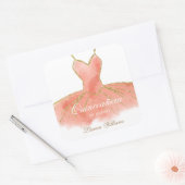 Coral Glitzer Gown Quinceanera Sticker (Umschlag)