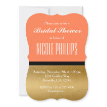 Coral Gold & Black Modern Glam Chic Einladungen