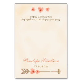 Coral Gold Boho Arrow Rose DIY Zelt Platzkarten Tischnummer