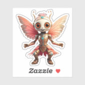 Coral Gold Cute Dancing Robot Pixie Aufkleber (Blatt)