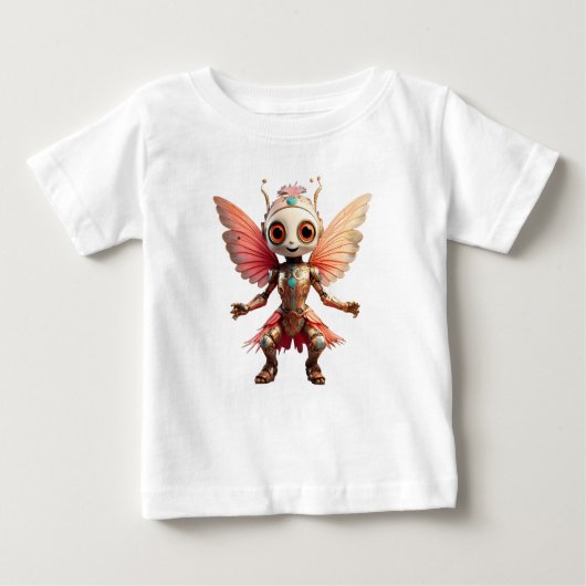 Coral Gold Cute Dancing Robot Pixie Baby T-shirt (Vorderseite)