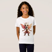 Coral Gold Cute Dancing Robot Pixie T-Shirt (Vorne ganz)