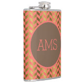 Coral & Gold Herringbone Flachmann (Rechts)