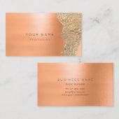 Coral Gold Lachs Blume Botanische Metallic MInima Visitenkarte (Vorne/Hinten)