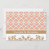 Coral Gold marokkanische Paare Polterabend Einladung (Rückseite)