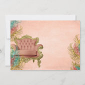 Coral Gold Mint Green Ribbons Bows Diamonds Pearl Einladung (Rückseite)