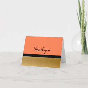 Coral & Gold Modern Glam Falten Danke Karte
