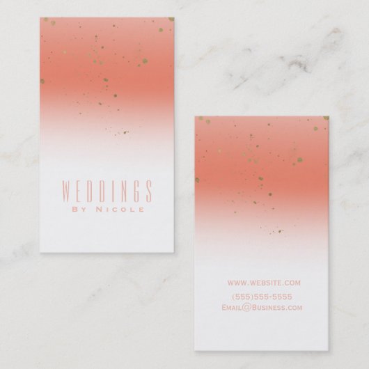 Coral & Gold Orange Modern Glam Chic Glamour Visitenkarte (Vorne/Hinten)