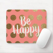 Coral Gold Polka Dots White sind glücklich Mousepad (Mit Mouse)