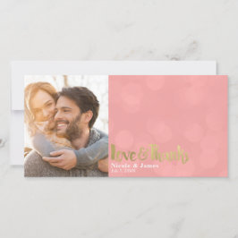 Coral Gold Wedding Foto Liebe & Vielen Dank Dankeskarte