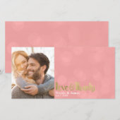 Coral Gold Wedding Foto Liebe & Vielen Dank Dankeskarte (Vorne/Hinten)