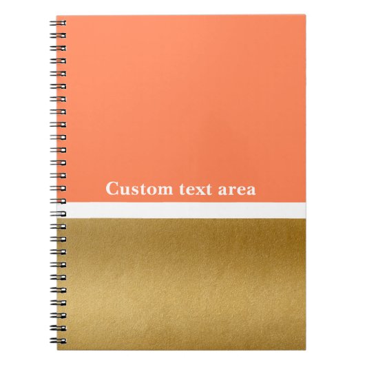 Coral & Gold & White Modern Glam Journal-Notebook Notizblock (Vorderseite)