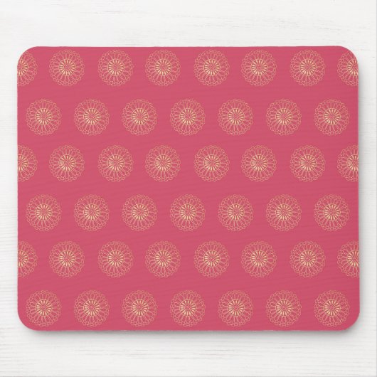 Coral | Golden Zinnia Flower Medallions Mousepad (Vorne)