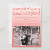 Coral Gradient Gewollt Chosen Loved Adoptiert Ankündigung (Vorderseite)