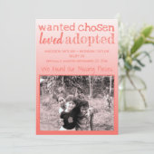 Coral Gradient Gewollt Chosen Loved Adoptiert Ankündigung (Stehend Vorderseite)