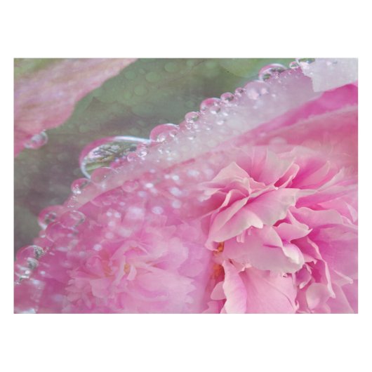 Coral, Grass & Peony-pink Blooms Tabletekloth Tischdecke (Vorderseite (Horizontal))