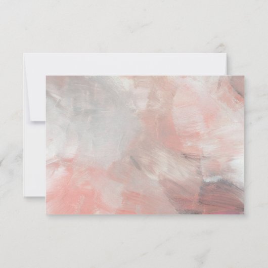 Coral Gray Abstrakt Brushstrokes Wedding RSVP (Rückseite)