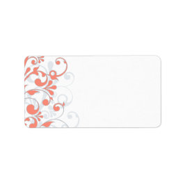 Coral Gray Abstrakt Floral Wedding Blank Address Adressaufkleber