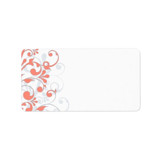 Coral Gray Abstrakt Floral Wedding Blank Address Adressaufkleber (Vorne)