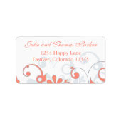Coral Gray Abstrakt Floral Wedding Rücksendeadress Adressaufkleber (Vorne)