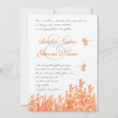 Coral & Gray Blume Butterfly Hochzeit Einladungen (Vorderseite)