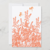 Coral & Gray Blume Butterfly Hochzeit Einladungen (Rückseite)