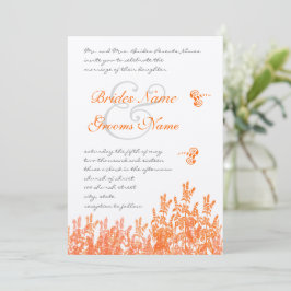 Coral & Gray Blume Butterfly Hochzeit Einladungen