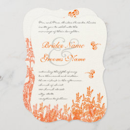 Coral & Gray Blume Butterfly Hochzeit Einladungen