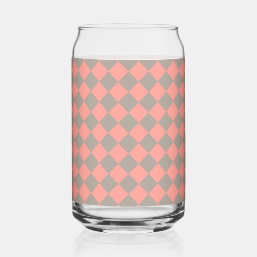 Coral Gray Checker Diamond Pattern Dosenglas (Vorderseite)