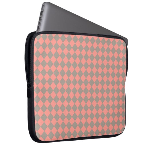 Coral Gray Checker Diamond Pattern Laptopschutzhülle (Vorne Rechts)