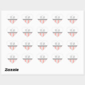 Coral Gray Chevrons Monogram Umschlag Aufkleber (Blatt)