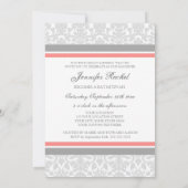 Coral Gray Damask Bat Mitzvah Einladungen (Rückseite)