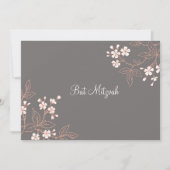 Coral Gray Damask Bat Mitzvah Einladungen (Vorderseite)